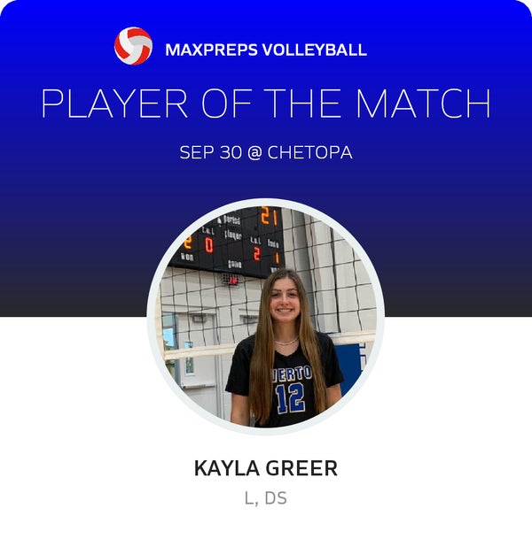#12 Kayla Greer Player of the Game badge