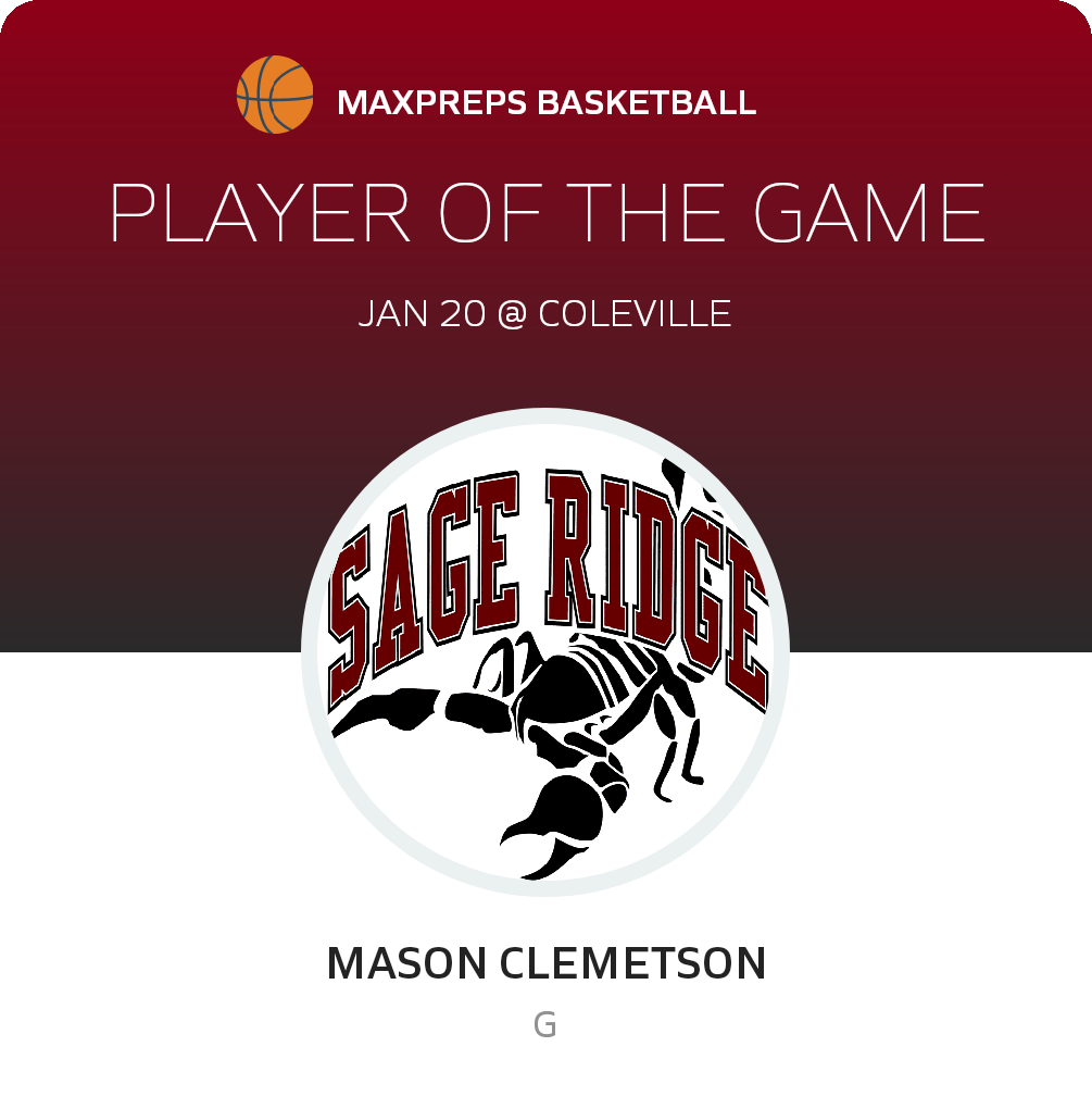 Mason Clemetson's Sage Ridge High School Career Home
