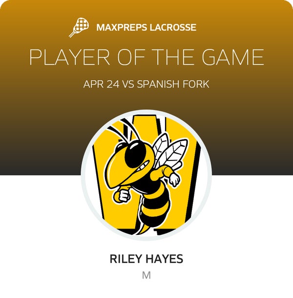 #2 Riley Hayes Player of the Game badge