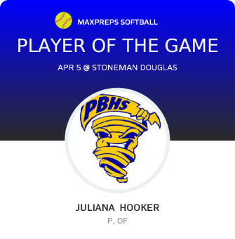 #6 Juliana  Hooker Player of the Game badge