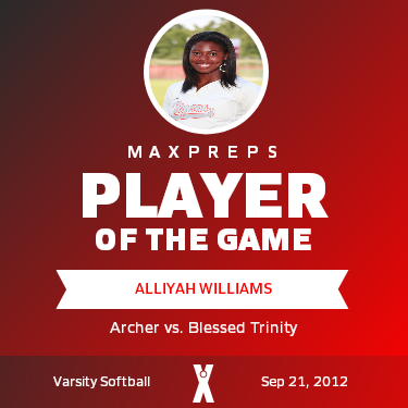#7 Alliyah Williams Player of the Game badge