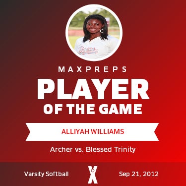 #7 Alliyah Williams Player of the Game badge