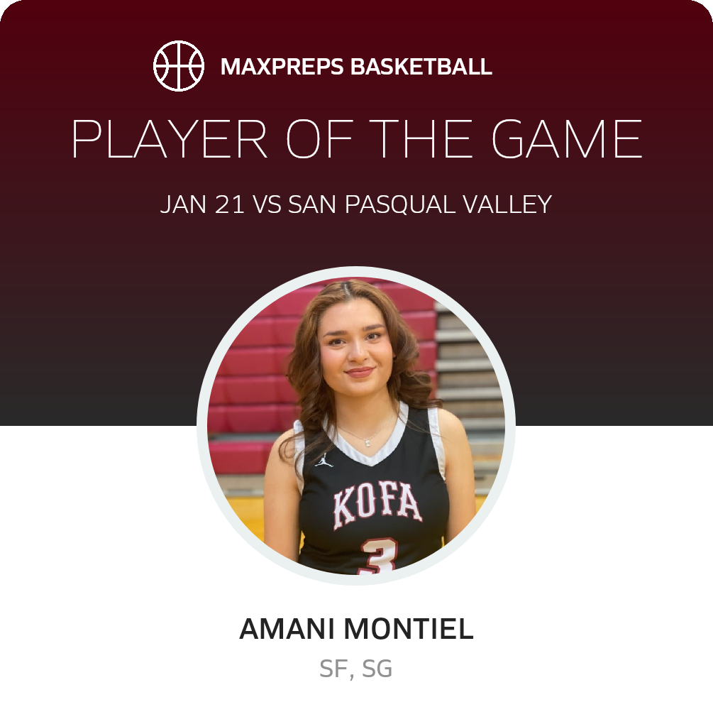 #3 Amani Montiel Player of the Game badge