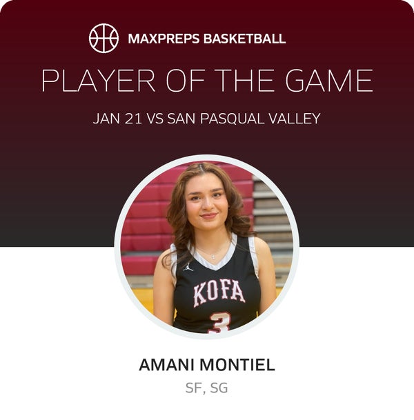 #3 Amani Montiel Player of the Game badge