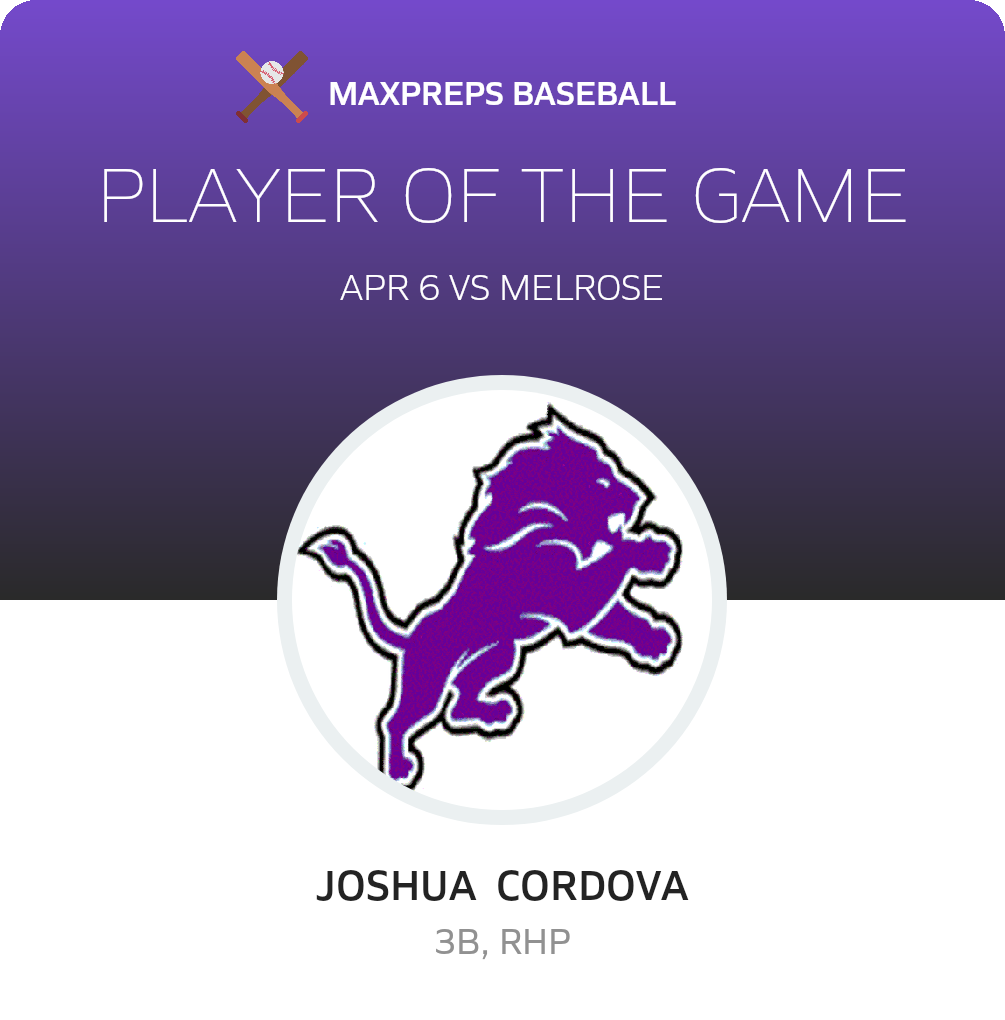 #23 Joshua  Cordova Player of the Game badge