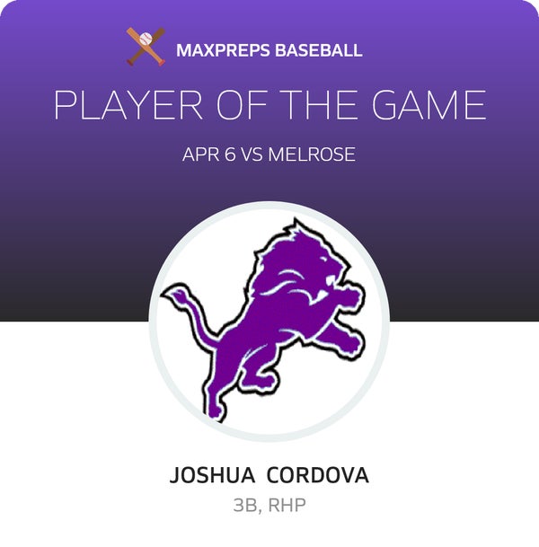 #23 Joshua Cordova Player of the Game badge