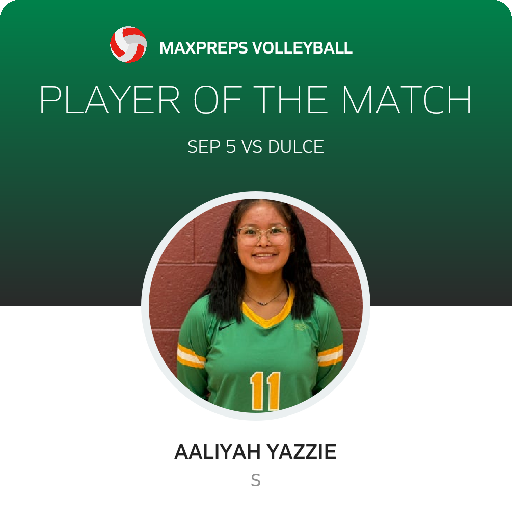 #11 Aaliyah Yazzie Player of the Game badge