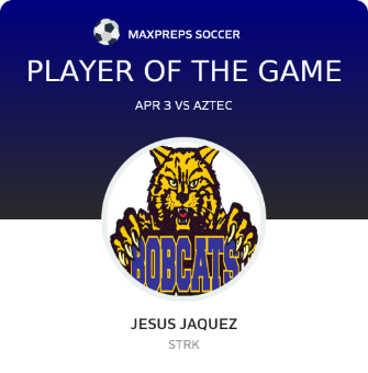 Jesus Jaquez Player of the Game badge