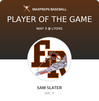 #3 Sam Slater Player of the Game badge