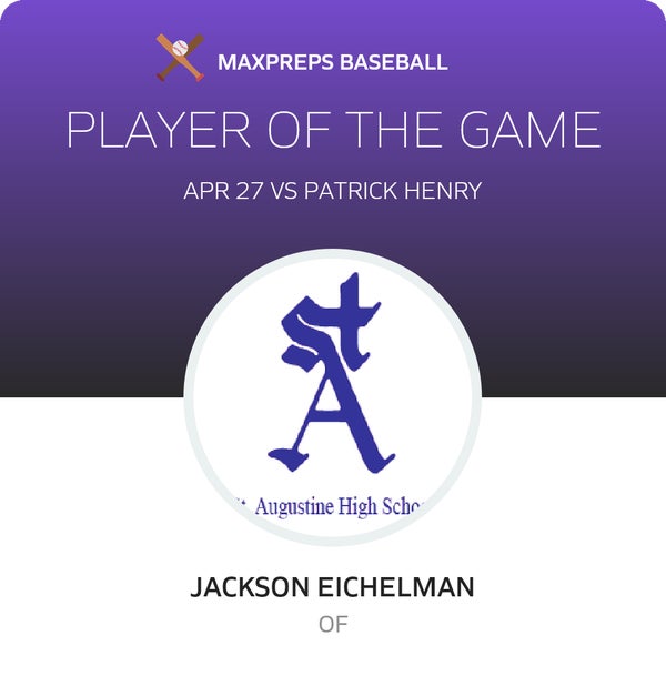 #3 Jackson Eichelman Player of the Game badge