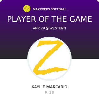 #19 Kaylie Marcario Player of the Game badge