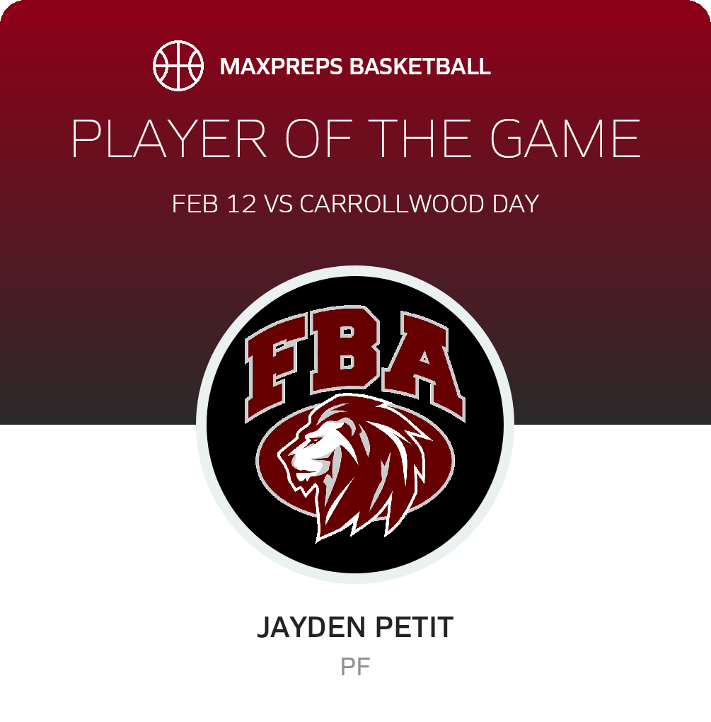 #3 Jayden Petit Player of the Game badge