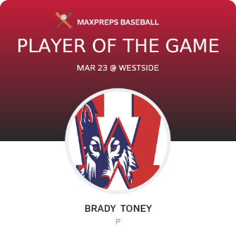 #11 Brady  Toney Player of the Game badge