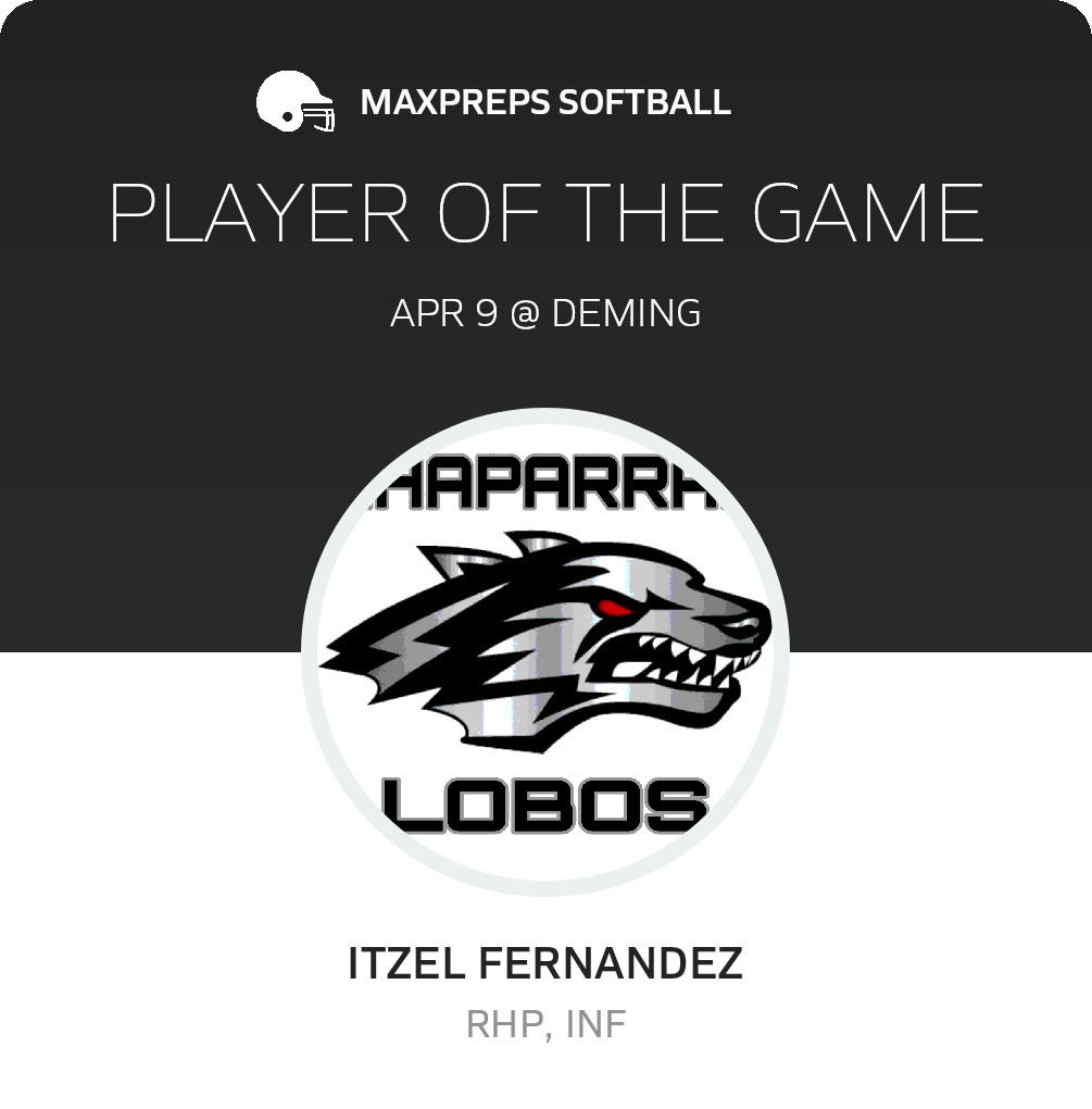#7 Itzel Fernandez Player of the Game badge