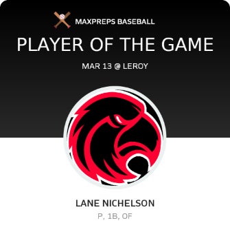 #8 Lane Nichelson Player of the Game badge