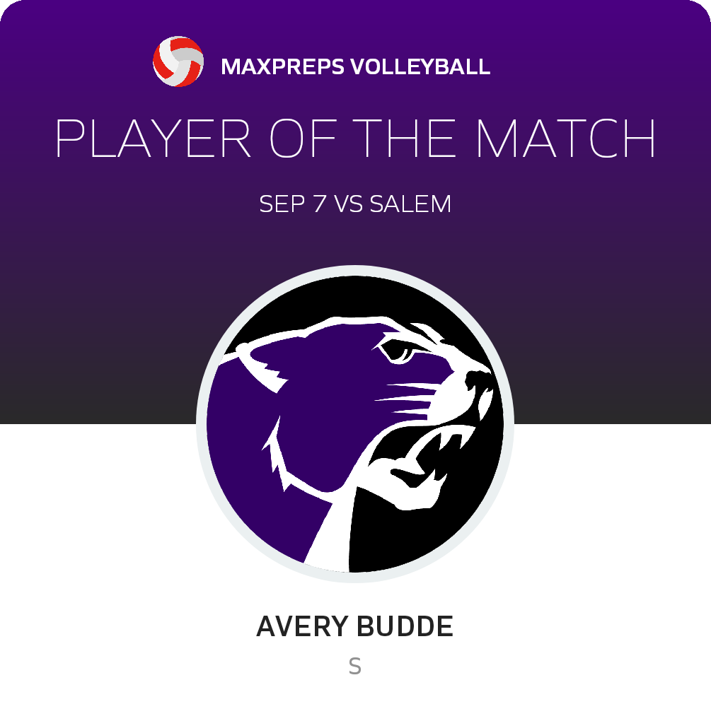 #29 Avery Budde Player of the Game badge