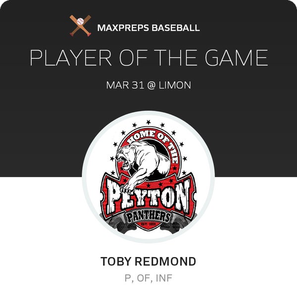 #13 Toby Redmond Player of the Game badge