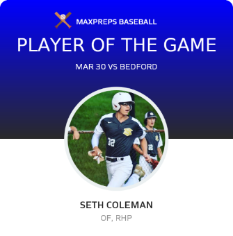 #23 Seth Coleman Player of the Game badge