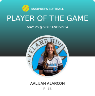 #32 Aalijah Alarcon Player of the Game badge