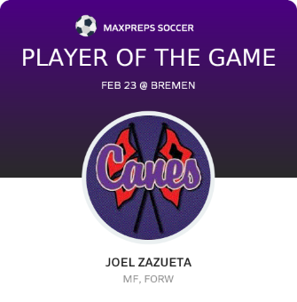 #6 Joel Zazueta Player of the Game badge