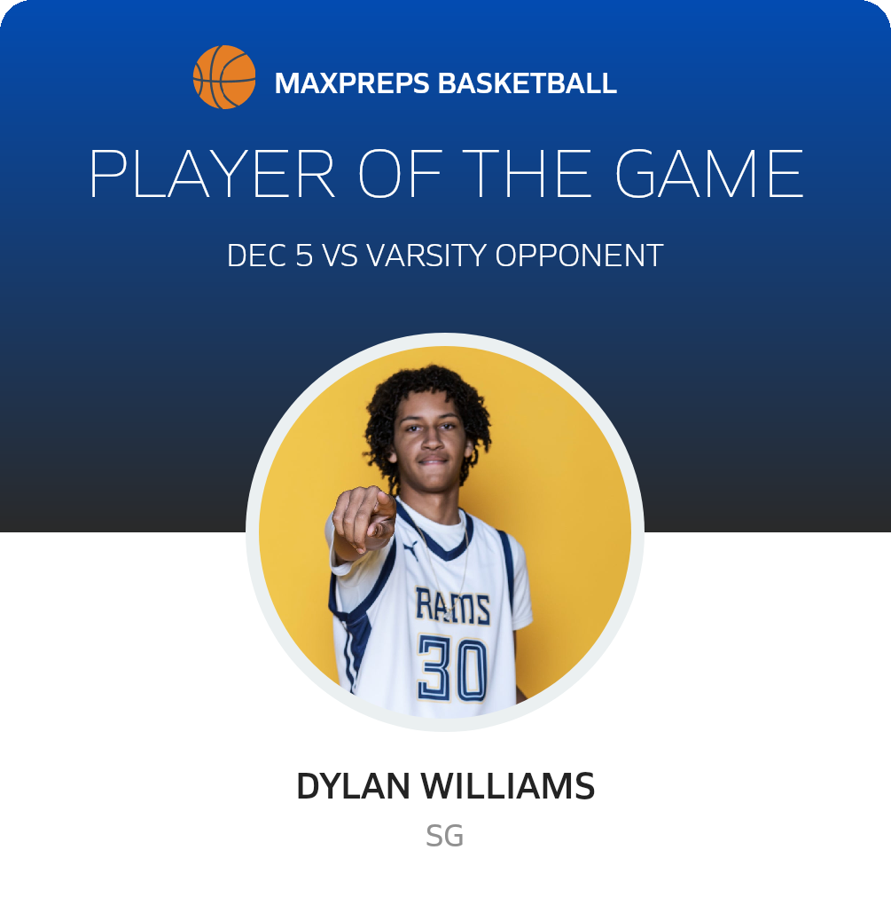 #30 Dylan Williams Player of the Game badge