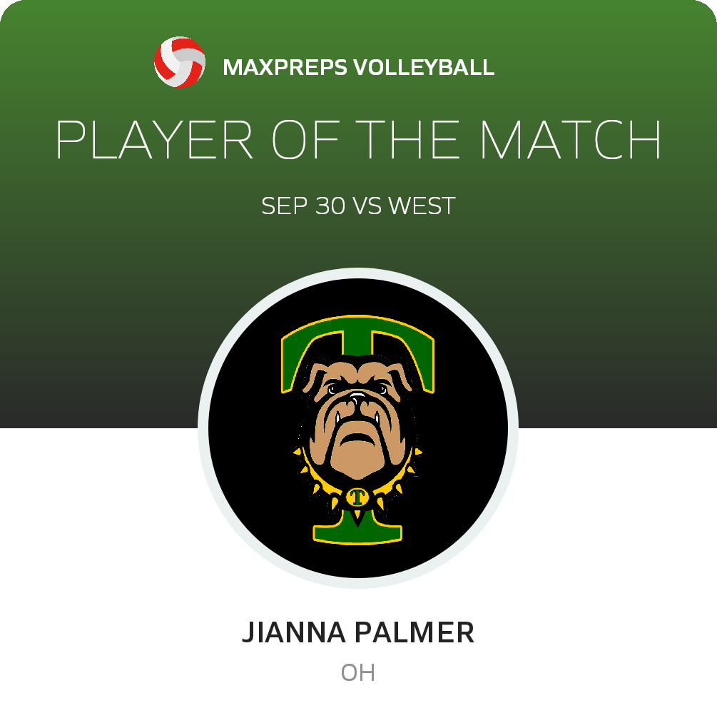 #9 Jianna Palmer Player of the Game badge