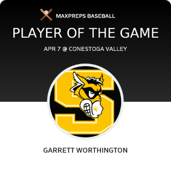 Garrett Worthington Player of the Game badge