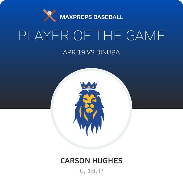 #8 Carson Hughes Player of the Game badge