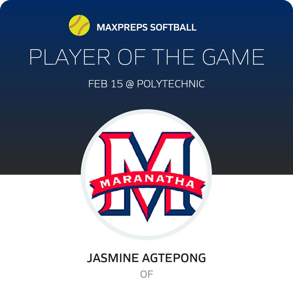 Jasmine Agtepong Player of the Game badge