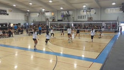 Serve receive by J. Daniel & solo block by K. Phillips