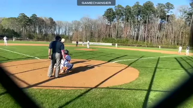 Logan Timberg ('25) goes deep to center field to extend Warhill lead