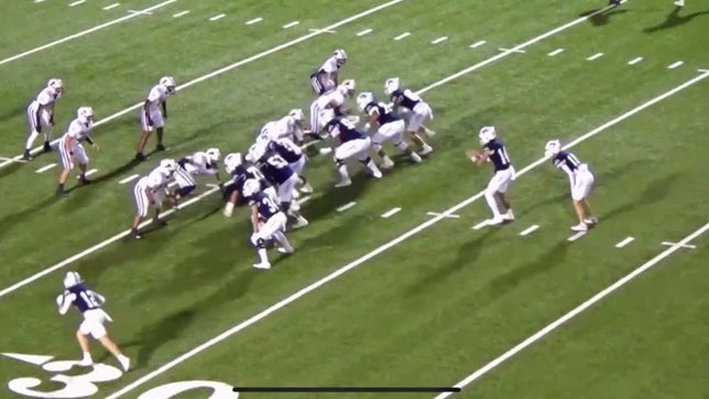 Slade Russell's (#10) hard running got him to the endzone for the first TD against Brownwood but he  also got a huge assist from the fanatical effort by Brody Bobo (#34), Keegan Collins (#77) and the entire offense on the way to the score.