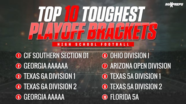 SoCal's CIF Southern Section Division 1 bracket takes the top spot with five MaxPreps Top 25 teams in it.