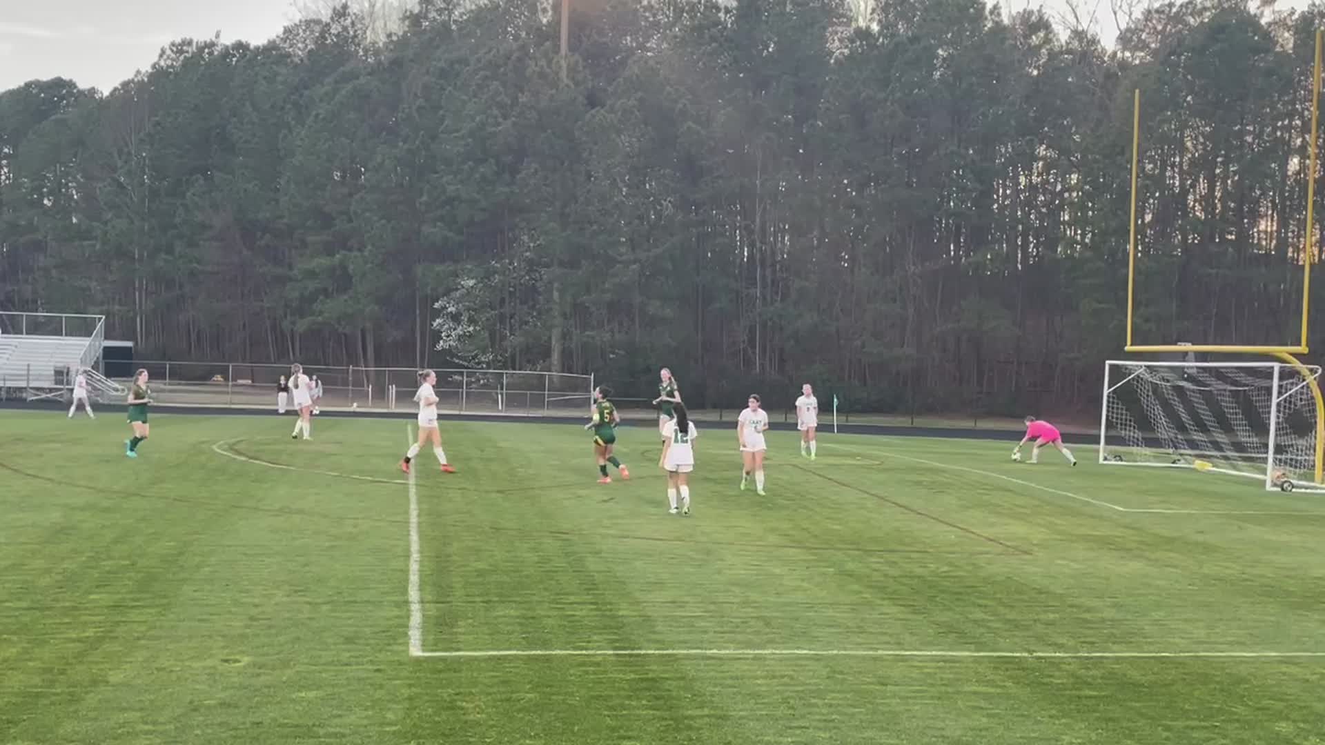 Emily's 2nd Goal of Game: Top Shelf from the 18, Assisted by Erin