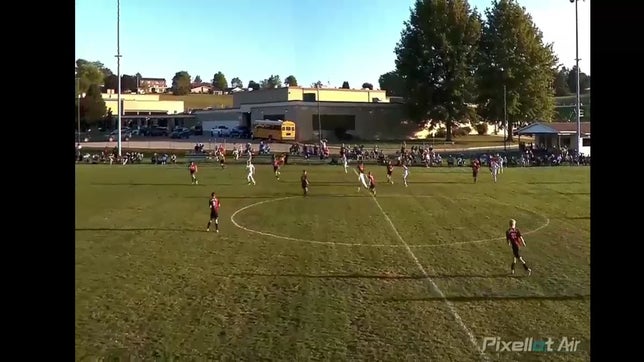 Midfielder run off of the target, who played it through.(Chip over the keeper)