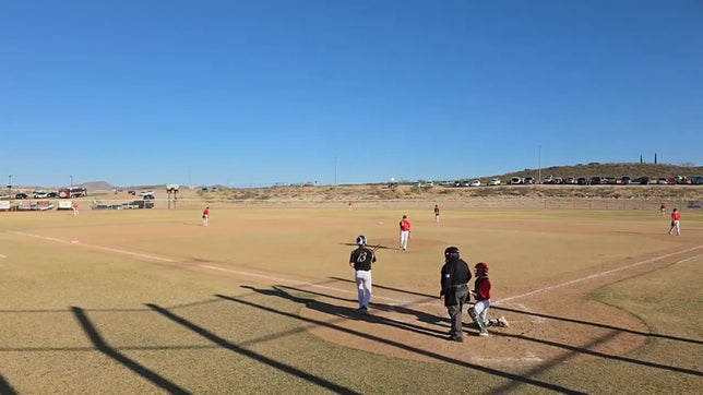 Home run to left/center - third pitch on Inside fastball.