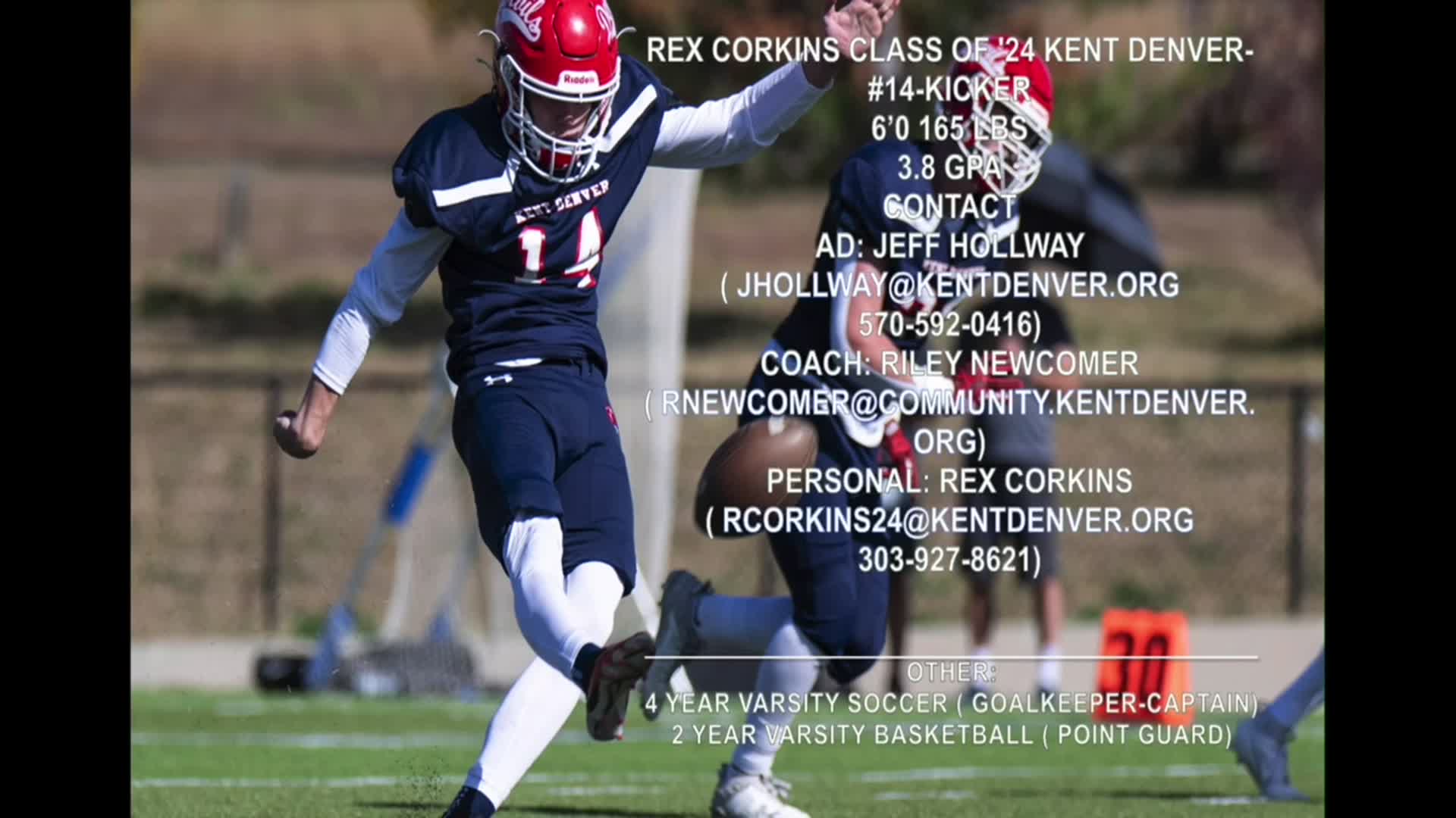 Rex Corkins '24 Football Kicking Highlight Video