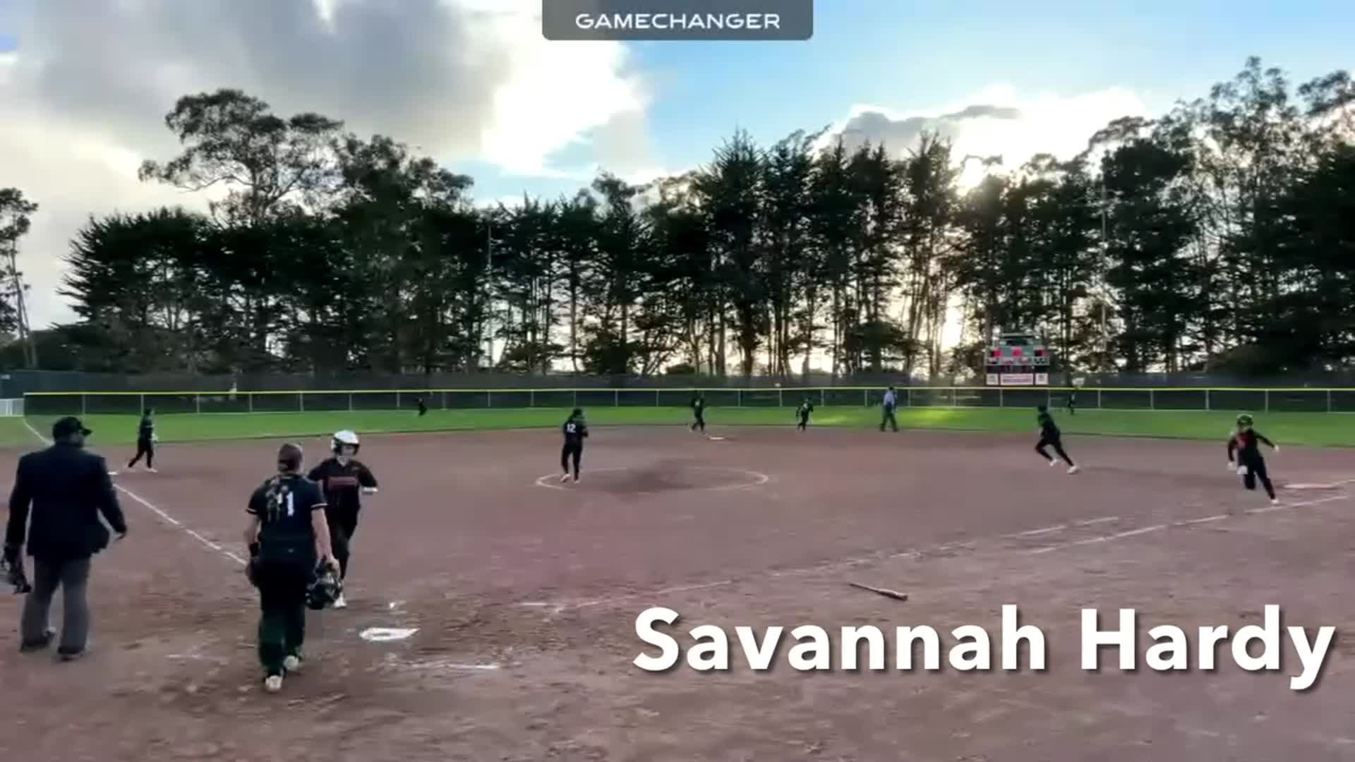 Junior Savannah Hardy with a double, single and some plays on defense at SS.
