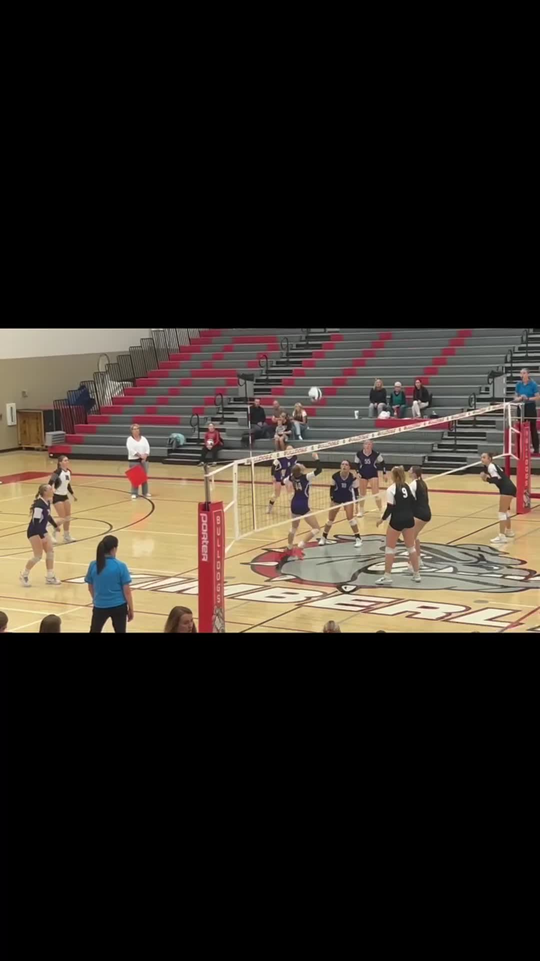 Bulldogs won 3-0. Brooklyn had a great game, getting blocks, kills and digs