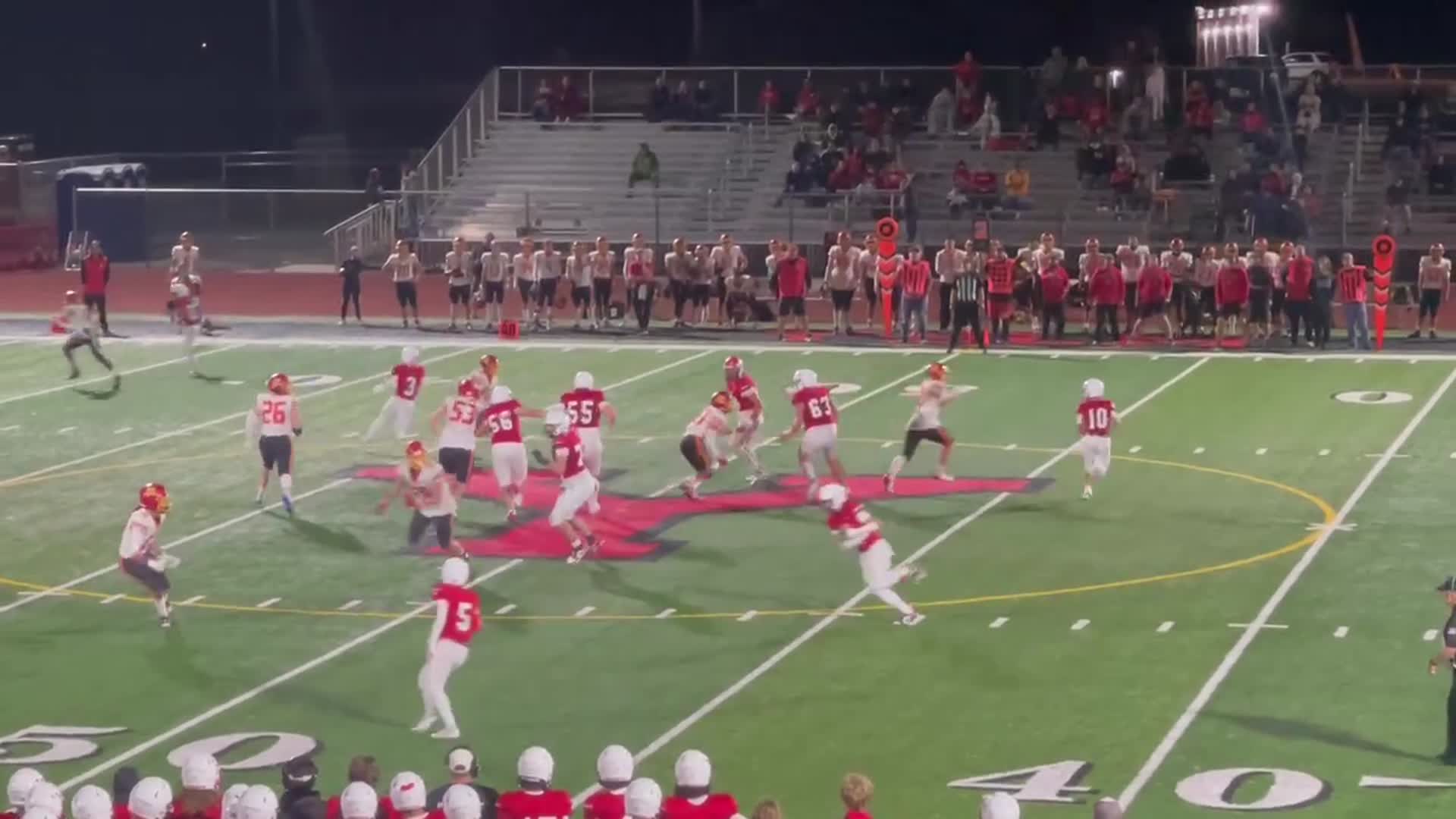 2nd quarter YELM #10 Parker Myers to #3 Jacob Ford with seconds left in the half