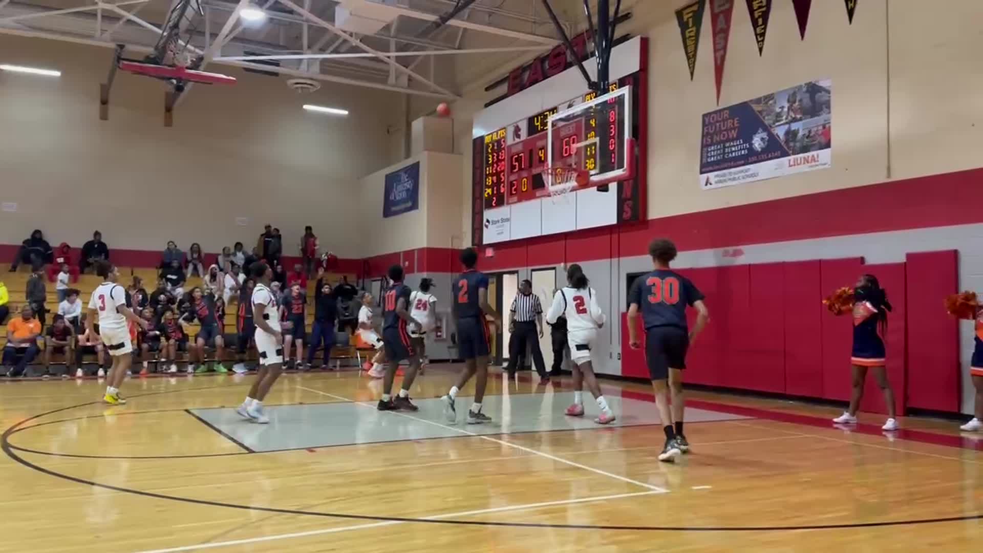 Uriah young for 3 and the foul