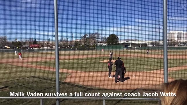 JV coach Jacob Watts on the mound