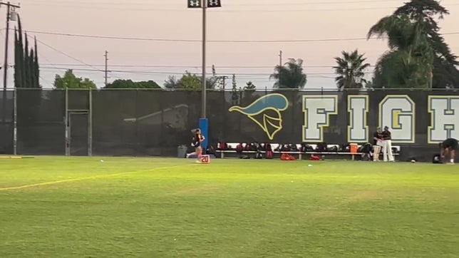 Catching an over the shoulder pass at warmups