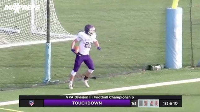 Highlights of Patrick Connors leading Bellows Falls (VT) to a 54-20 win over Woodstock (VT) in the Division 3 state championship game. He finished with 264 yards rushing and four touchdowns.