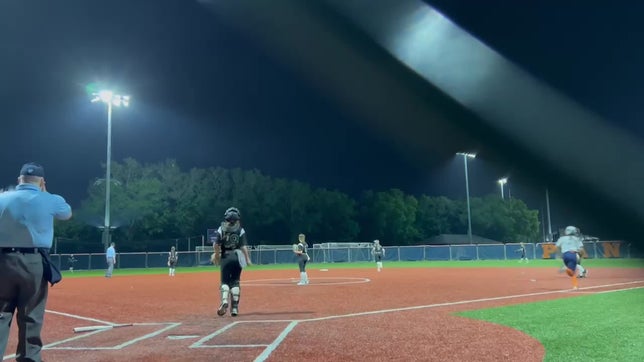 Game tied at 10 in the bottom of the seventh inning. Runners on second and third with one out, Sofia comes up to bat and hits a shot to left center field to win the game 13-10.