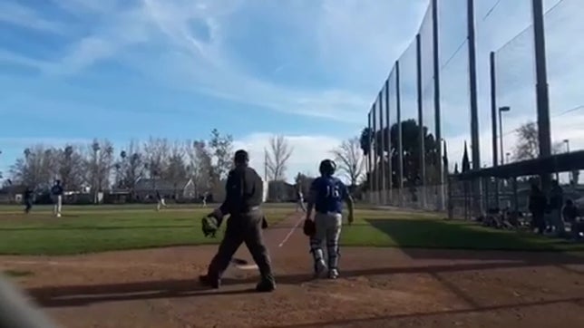 Line drive to right field against Los Angeles Romans.