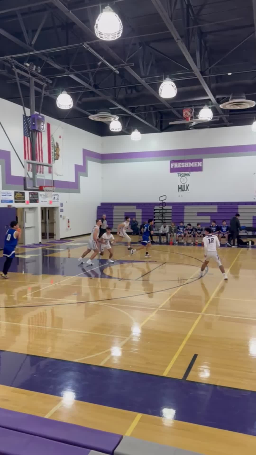 Koby throws down on the offensive end, then hustles back to make a great defensive block.