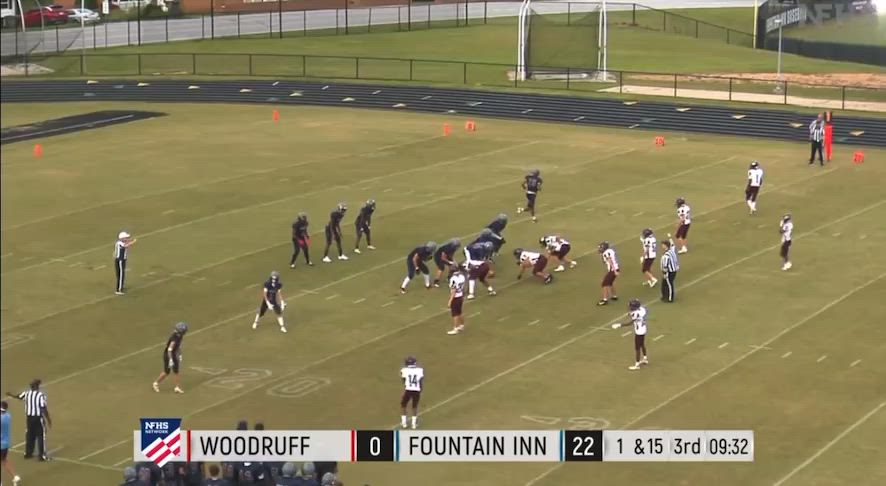 Quarterback airs it out to #2 Jax Reid for a 1st down and more