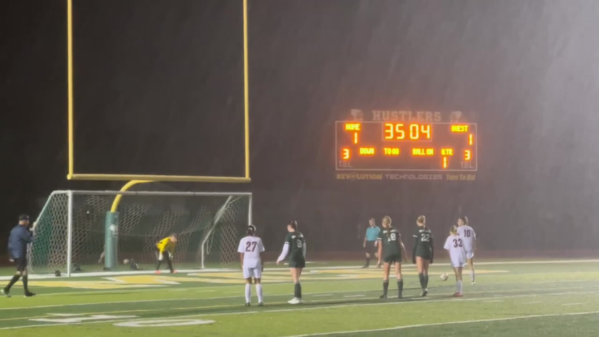 2023-11-16 - Keira Smylie (Master's Academy Vero Beach) Penalty Kick in the Rain
