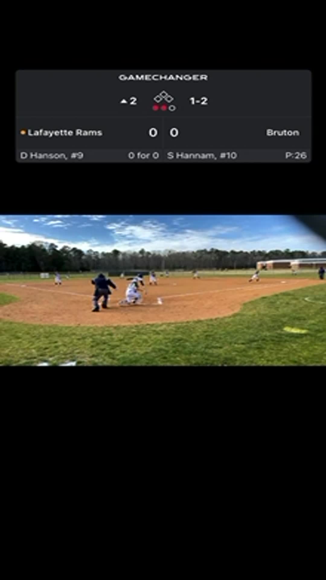 hard ground ball back to pitcher, thrown to me (first baseman) for our 3rd out against the Lafayette rams to keep the score 0-0